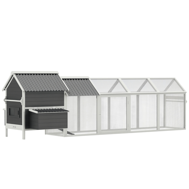 PawHut 162" Extra Large Chicken Coop with Handle, Wooden Hen House