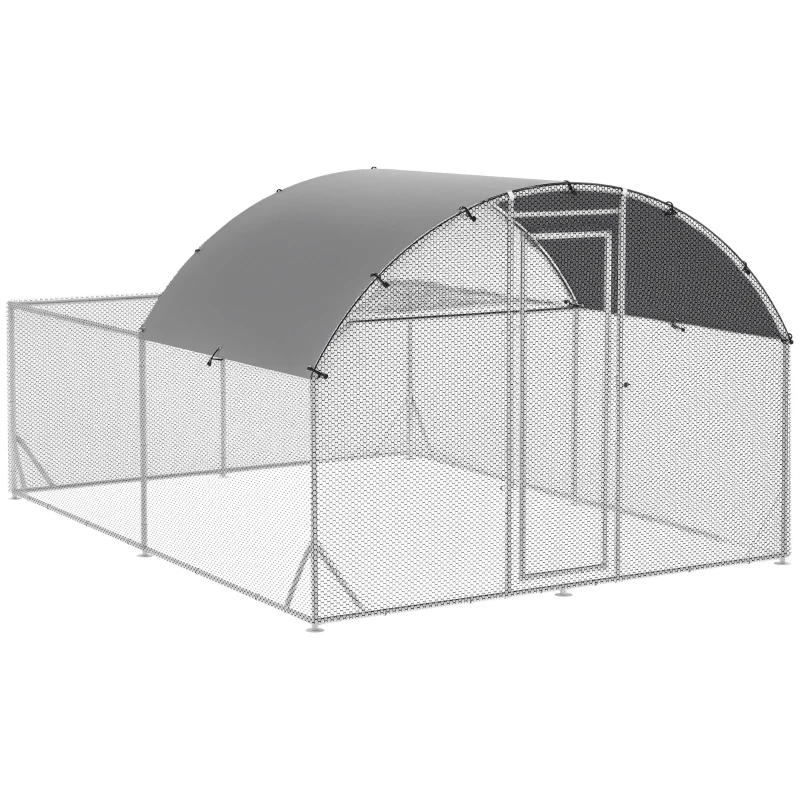 PawHut Large Chicken Coop Metal Chicken Run for Chickens with Waterproof and Anti-UV Cover, Dome Shaped Walk in Fence Cage Hen House for Outdoor and Yard Farm Use, 1" Dia, 12.5' x 9.2' x 6.4'