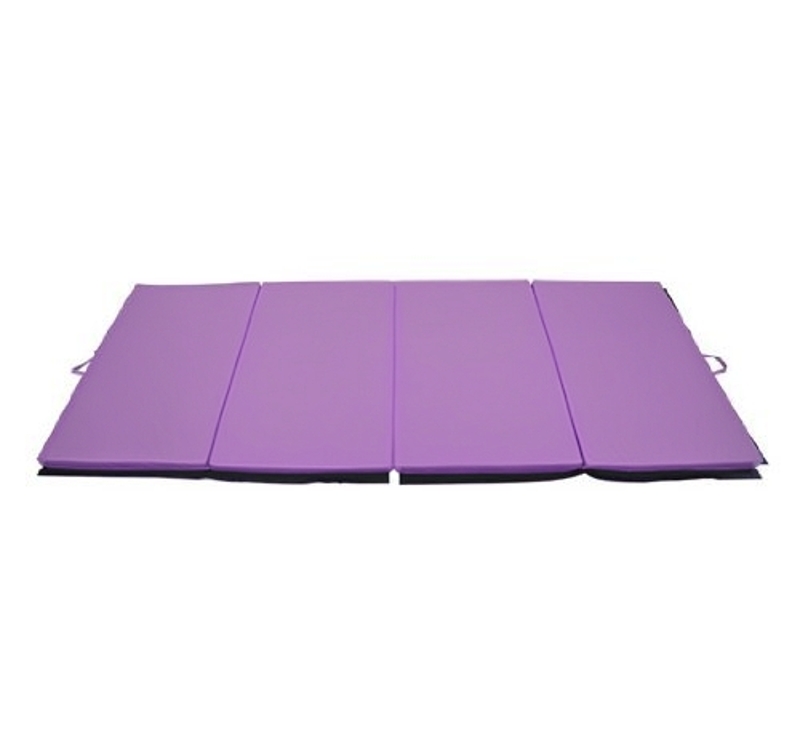 Soozier 4'x8'x2" Folding Gymnastics Tumbling Mat, Exercise Mat with Carrying Handles for Yoga, MMA, Martial Arts, Stretching, Core Workouts, Purple