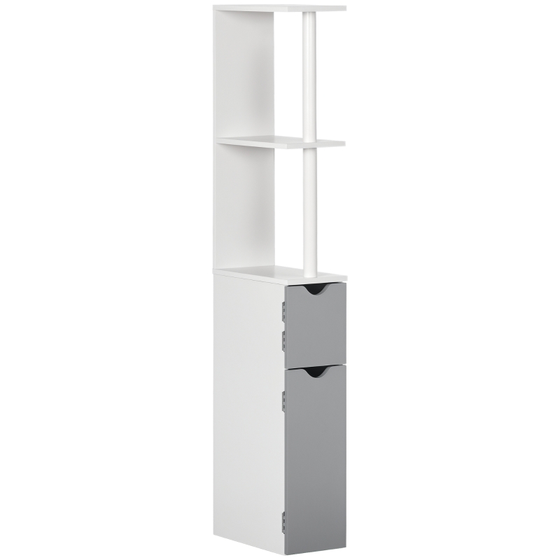 kleankin Bathroom Storage Cabinet with Open Shelves, Grey