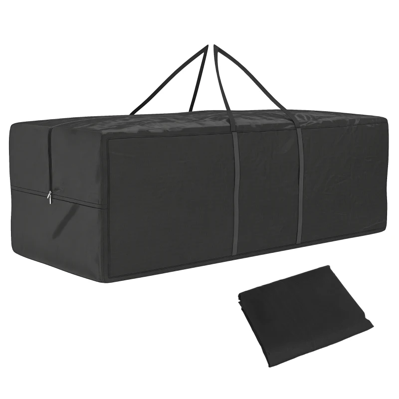 Outsunny 840L Outdoor Patio Cushion Storage Bag, UPF30+, Waterproof 600D Oxford Heavy Duty Furniture Storage Bag, Black