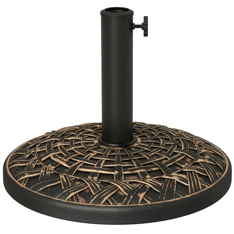 Outsunny 19" Patio Umbrella Base, 26 lbs Concrete Heavy Duty Umbrella Stand, Round Patio Umbrella Holder for 1.5"/1.9" Umbrella Poles for Outdoor, Lawn, Poolside, Bronze