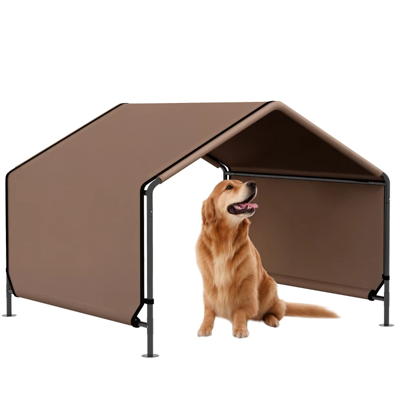 PawHut Portable Dog Tent Water Resistant for Outdoor Shade Protection, Brown