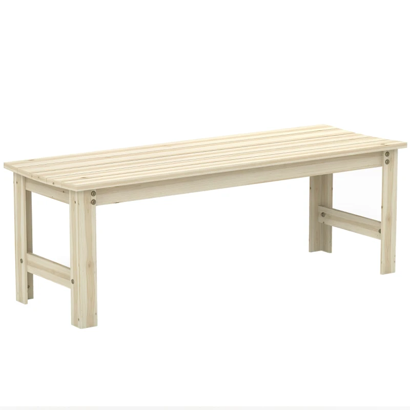 Outsunny 2-Seat Wood Garden Bench, Patio Bench Outdoor Bench with Slatted Seat, Backless Front Porch Bench for Park, Garden, Poolside, Deck, Nature Wood
