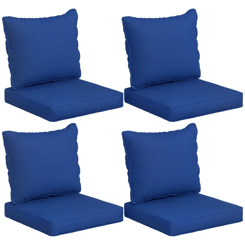Outsunny 8 Patio Chair Cushions with Seat & Backrest, Fade Resistant Seat Replacement Cushion Set, Navy Blue