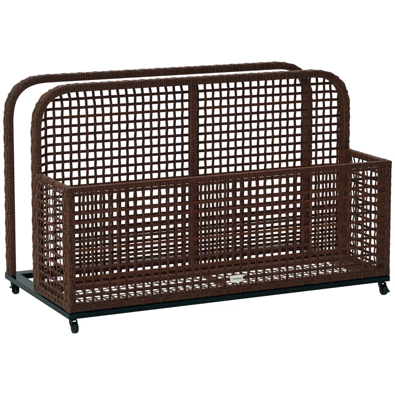 Outsunny Pool Float Storage, Pool Caddy, with Wheels, 43.25" L x 22.5" W x 28" H, Brown