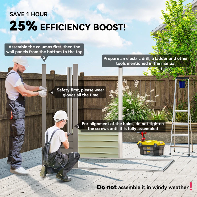 Outsunny 6 x 4FT Galvanized Garden Storage Shed, Metal Outdoor Shed with Double Doors and 2 Vents, Light Grey