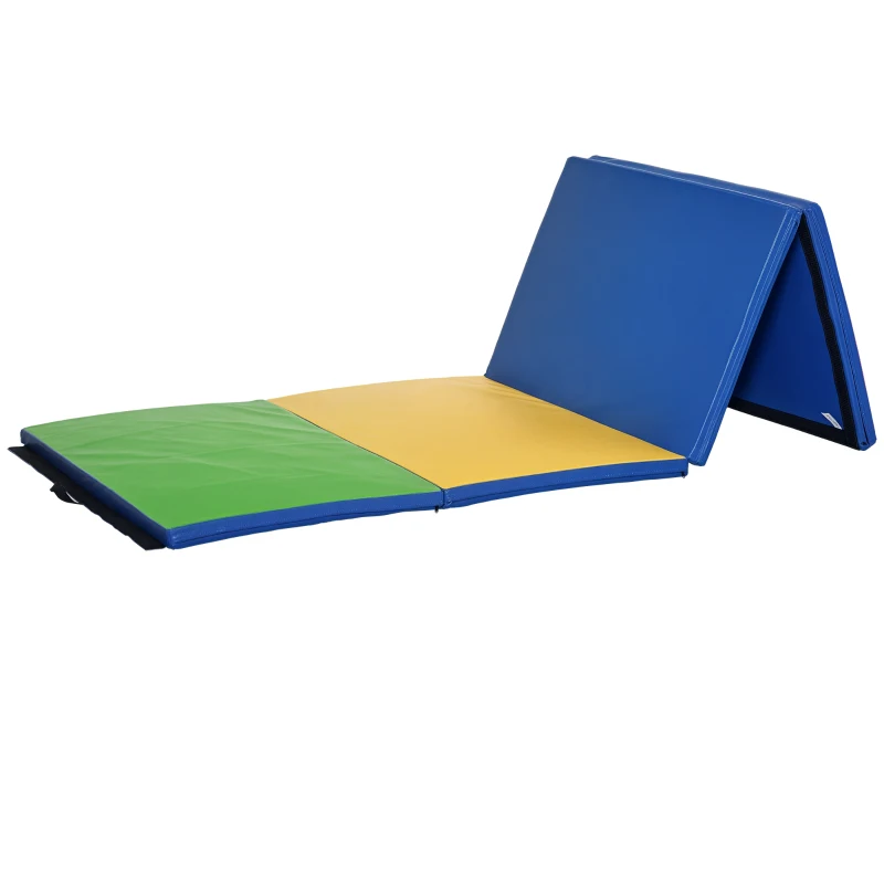 Soozier 4'x10'x2'' Folding Gymnastics Tumbling Mat, Exercise Mat with Carrying Handles for Yoga, MMA, Martial Arts, Stretching, Core Workouts, MultiColor