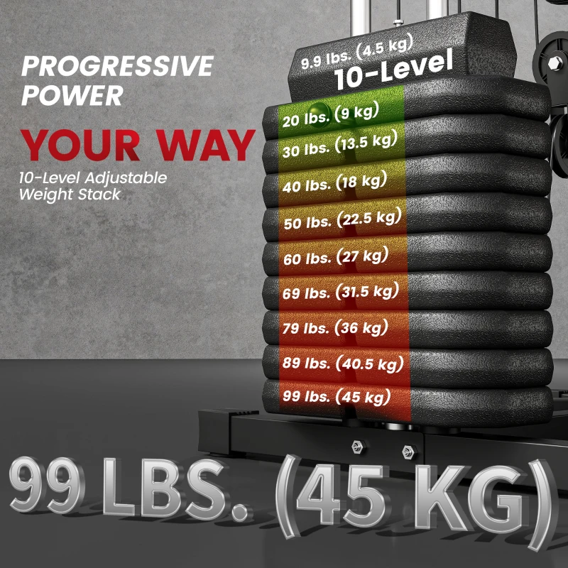 Soozier Multi-Exercise Home Gym Station with 99lbs Weight Stack, for for Back, Chest, Arms, Full Body Workout