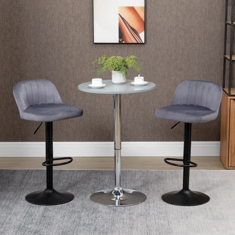 HOMCOM Adjustable Bar Stools Set of 2, Grey