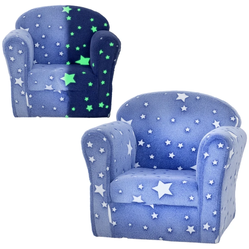 Qaba Kids Sofa with Glowing Star Design for 18-36 Months, Blue