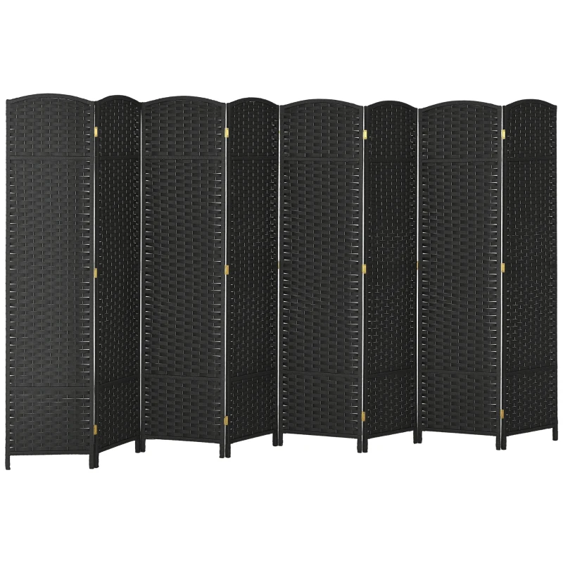 HOMCOM Folding Room Divider Screen 8 Panel 5.6 ' Tall Privacy Screen Freestanding Room Partition for Home Office, Black