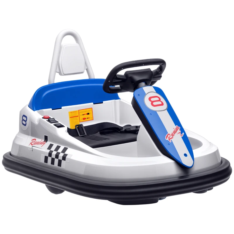 Aosom Bumper Car for Kids, 360° Rotation 6V Electric Ride On Bumper, White