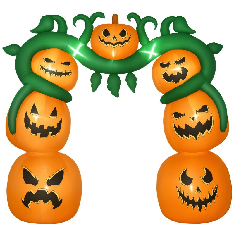 HOMCOM Giant 10FT Halloween Inflatables Pumpkin Archway, Outdoor Blow Up Yard Decoration with Build-in LED