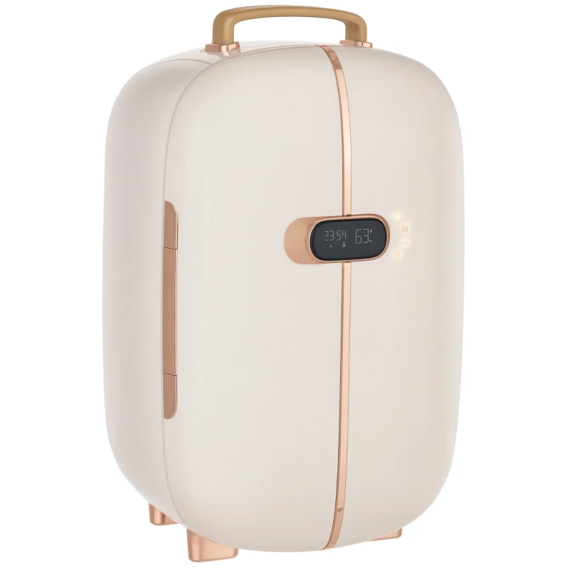 HOMCOM Portable Skincare Fridge with LED Display, 12L Mini Fridge for Beauty, Makeup and Cosmetics, Small Refrigerator Cooler for Bedroom, Home Office, Desktop, White
