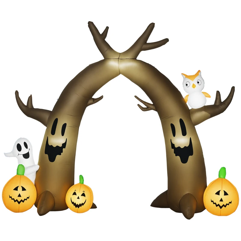 HOMCOM 10FT Gaint Halloween Inflatables Outdoor Decorations Dead Tree Archway with Ghost, Pumpkin, Blow Up Yard Decor with LED Lights  for Garden, Lawn, Party, Holiday