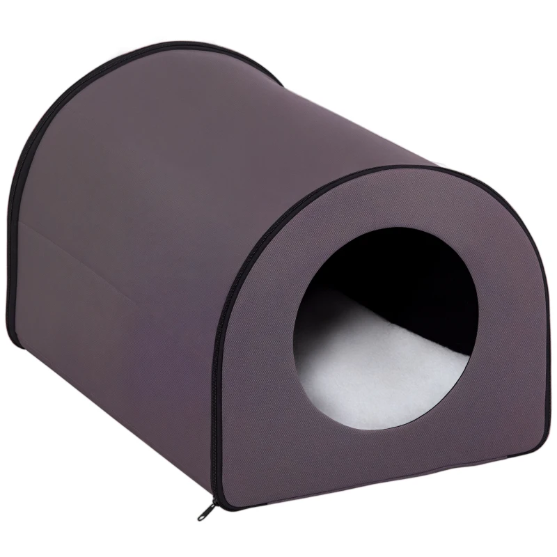 PawHut Dome Heated Cat House Portable and Waterproof Pet Shelter for Kitty in Winter, Brown