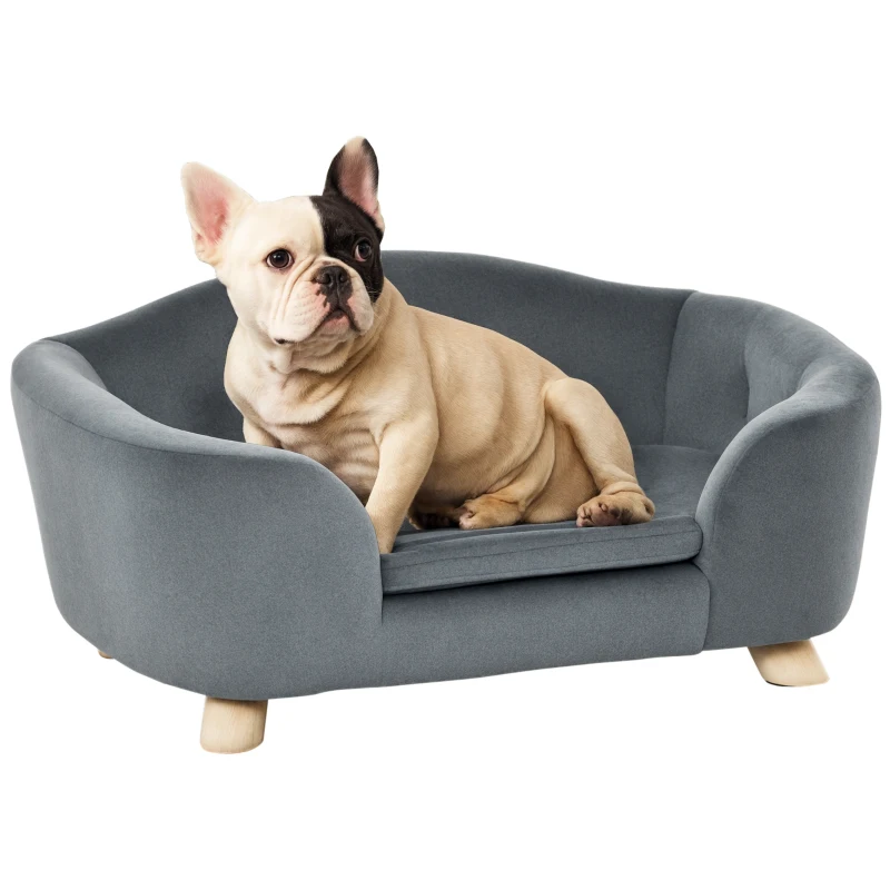 PawHut Miniature Dog / Cat Couch w/ Washable and Removable Cushion, Waterproof Cover, Gray