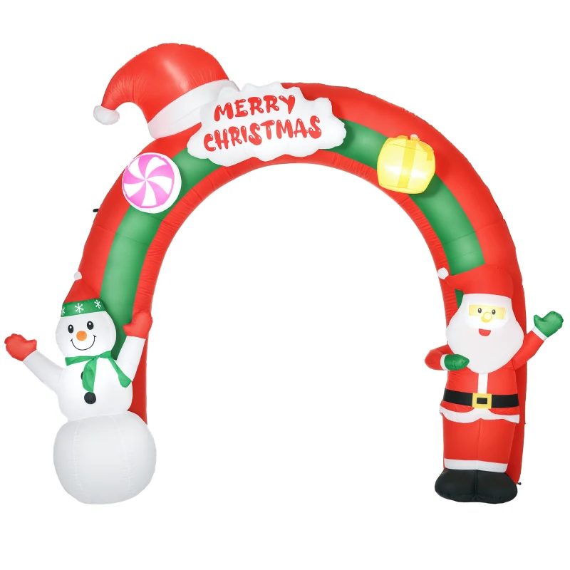 HOMCOM Large 9ft Christmas Inflatable Archway with Santa Claus and Snowman for Outdoor, Blow Up Decoration with LED Lights