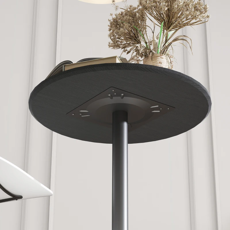 HOMCOM Round Table for 2, 40.2 Inch Bar Height Pub Table with Steel Frame, Non-Slip Base for Living Room, Kitchen, Natural Wood