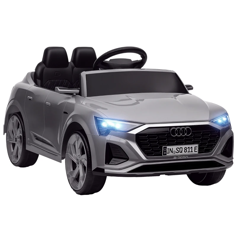 Qaba Audi Q8 e-tron Sportback Licensed 12V Battery Powered Kids Electric Car w/ Spring Suspension, Soft Start, Gray