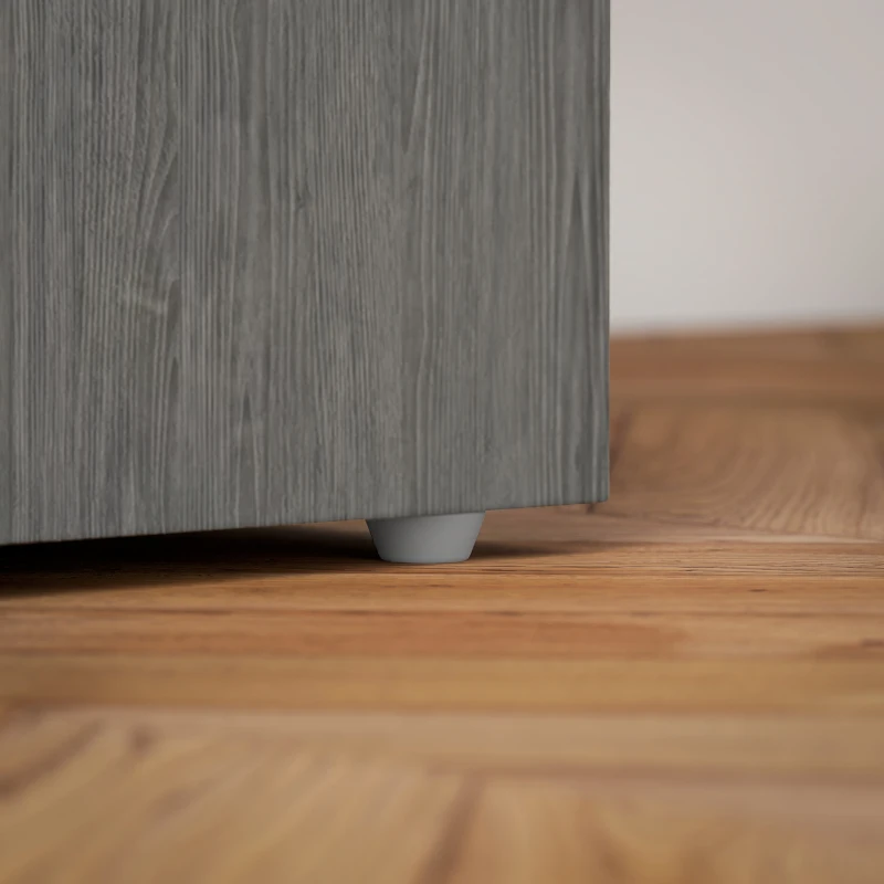 HOMCOM Computer Desk, 47" Writing Table with 3-Tier Shelves and 3 Reversible Drawers for Home Office, Bedroom, Grey