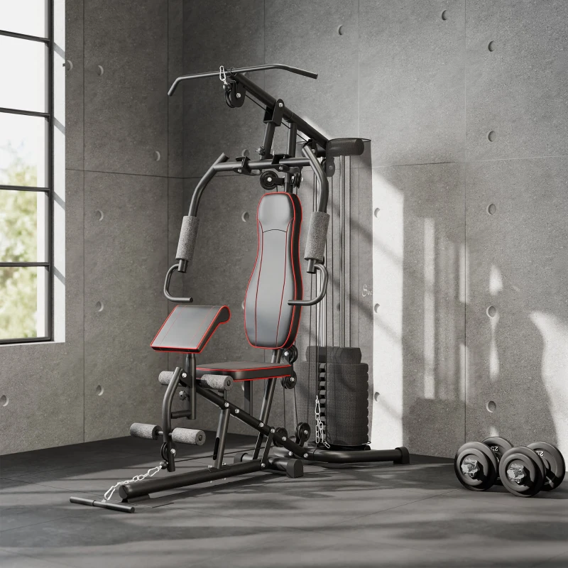 Soozier Home Gym, Multifunction Gym Equipment with 100Lbs Weight Stack for Back, Chest, Arm, Leg and Full Body Workout