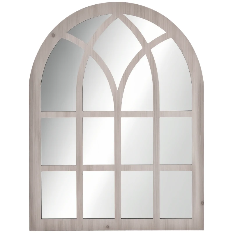 HOMCOM 41" x 31.5" Large Rustic Wall Mirror, Arch Window Mirror for Wall Decor in Living Room, Bedroom, Entryway, Natural