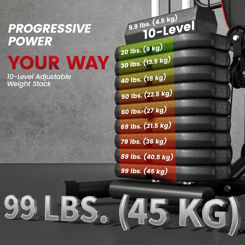 Soozier Home Gym, Multifunction Gym Equipment with 100Lbs Weight Stack for Back, Chest, Arm, Leg and Full Body Workout