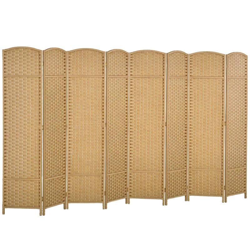 HOMCOM Folding Room Divider Screen 8 Panel 5.6 ' Tall Privacy Screen Freestanding Room Partition for Home Office, Nature Wood