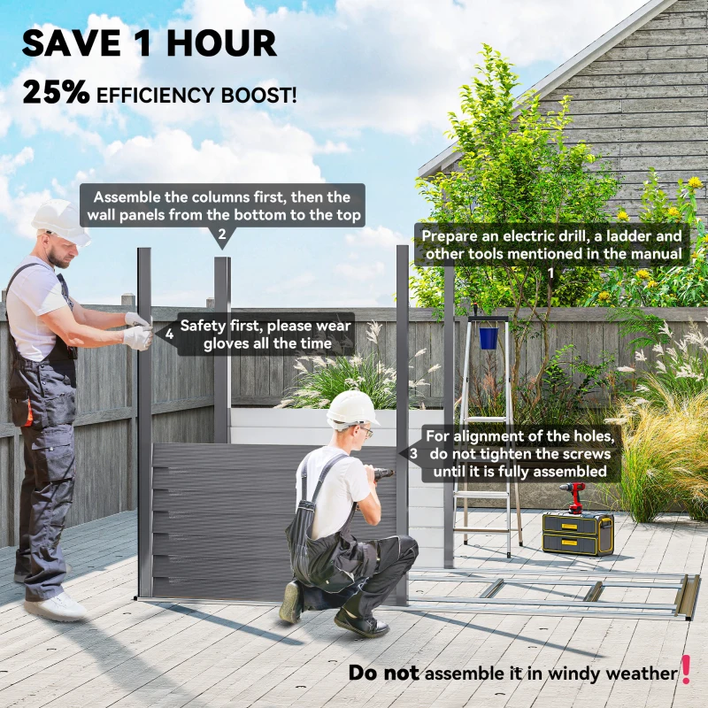 Outsunny 4.6' x 9' Steel Outdoor Storage Shed, Lean to Shed, Metal Tool House with Foundation Kit, Lockable Doors, Gloves and 2 Air Vents for Backyard, Patio, Lawn, Grey