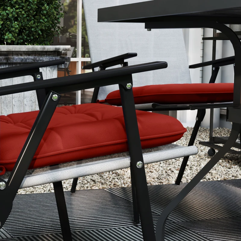 Outsunny 6-Piece Seat Cushion Replacement, Outdoor Patio Chair Cushions Set with Ties, Button Tufted, Wine Red