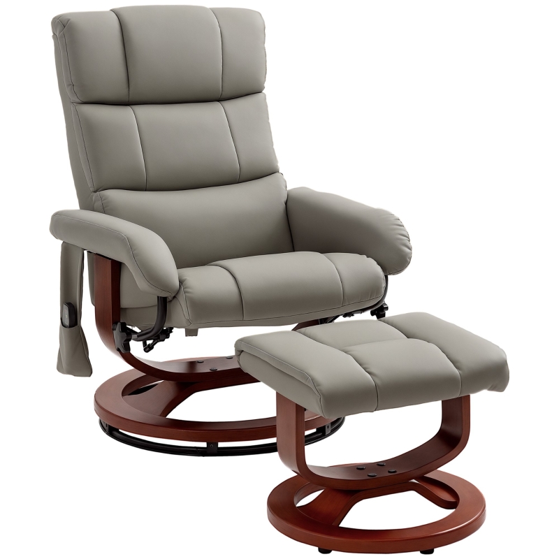 Living Room Ottoman Man Cave Recliner Chair Faux Leather Massage