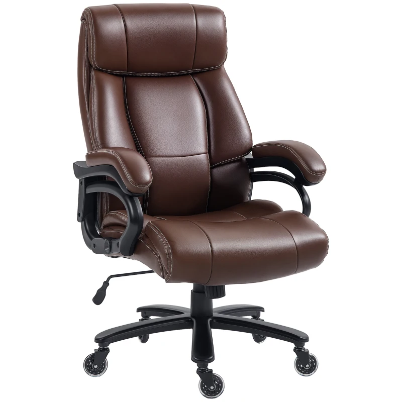 Vinsetto Big and Tall Office Chair, 400 lbs, Executive Comfy Computer Chair with PU Leather, Swivel Wheels, Brown
