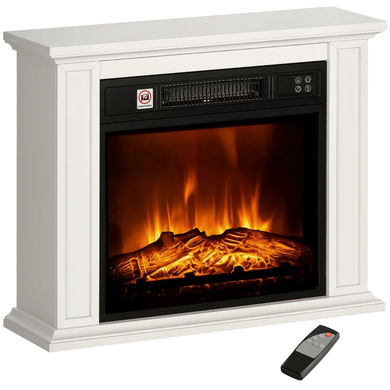 HOMCOM 26" Freestanding Electric Fireplace with Mantel, 1400W Replaceable Fireplace Insert Heater with 3D Flame Effect, WHite