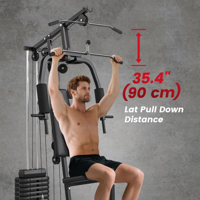 Soozier Home Gym Equipment, Multifunction Workout Machine with 99lbs Weight Stack for Back, Chest, Arm, Legs, and Full Body Workout