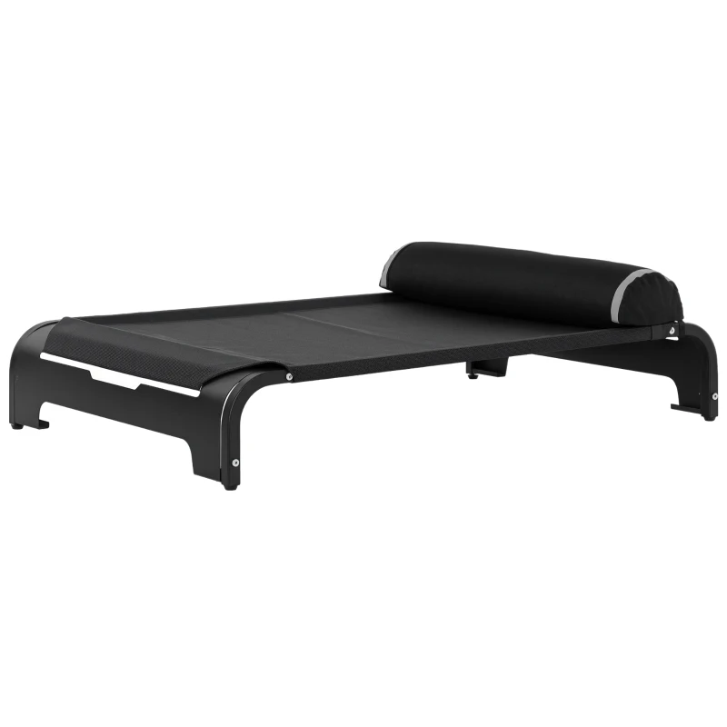 PawHut Elevated Dog Bed w/ Removable Pillow, Raised Pet Bed w/ Steel Frame & Breathable Mesh Fabric for Large and Medium Sized Dogs, Black