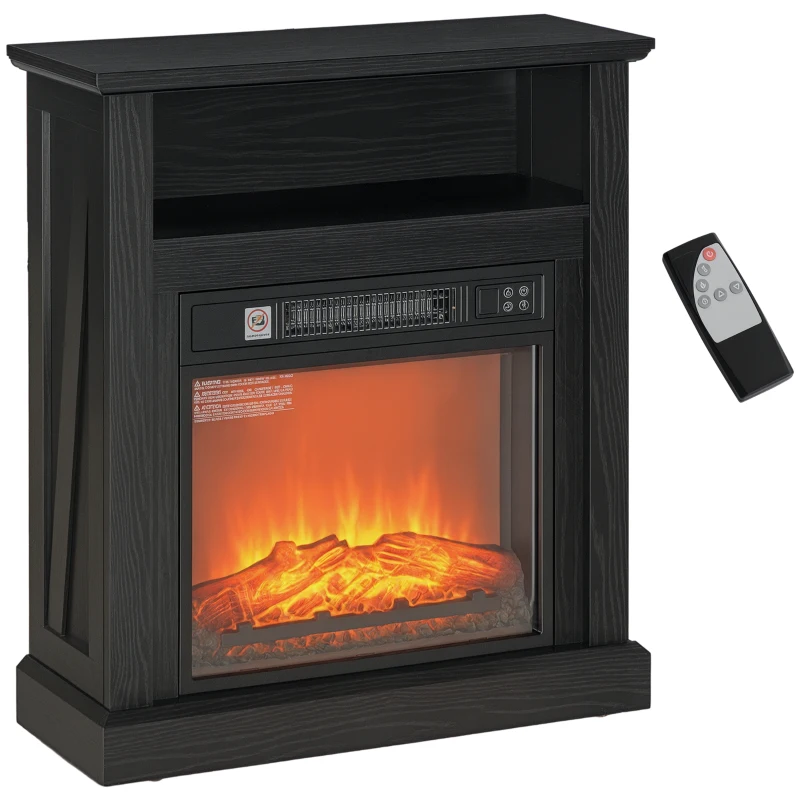 HOMCOM 27" Freestanding Electric Fireplace with Mantel, 1400W Replaceable Fireplace Insert Heater with Timer, Black