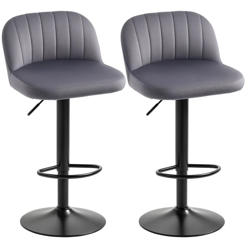 HOMCOM Adjustable Bar Stools Set of 2, Grey