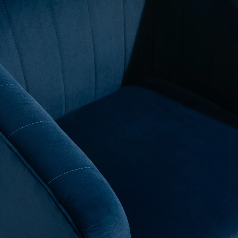 HOMCOM Luxury Velvet Fabric Accent Armchair with Thick Padding, High Armrests, and Channel Tufting, Blue