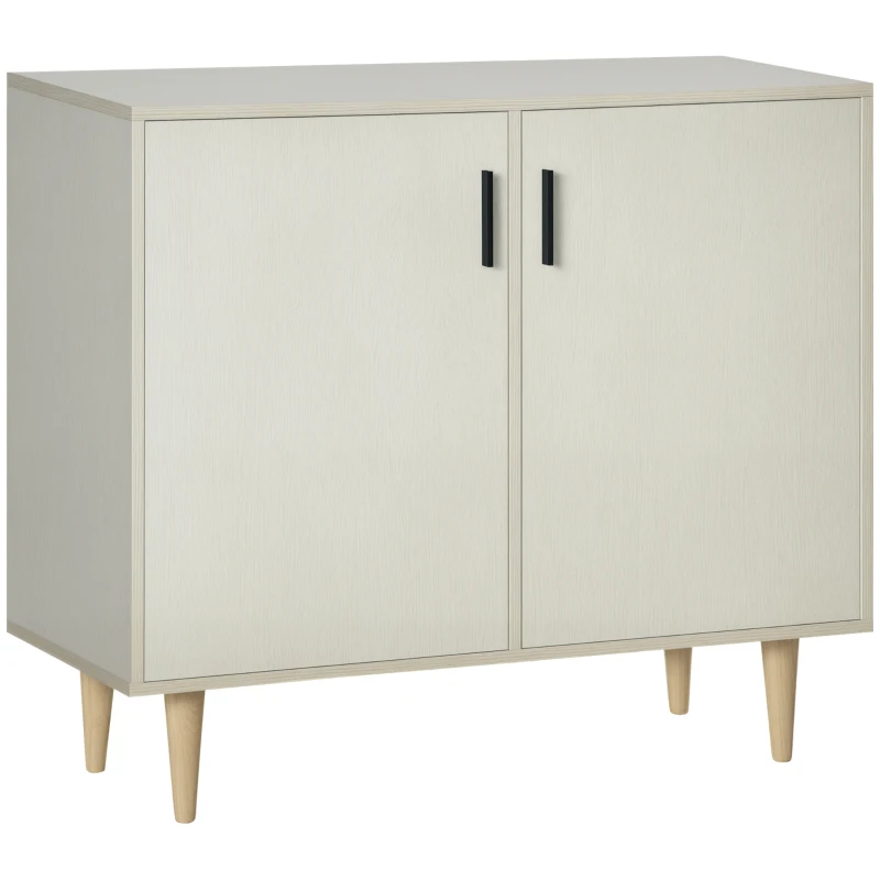 HOMCOM Sideboard Buffet Cabinet, Kitchen Cabinet, Accent Cabinet with Double Doors, Adjustable Shelves and Wood Legs for Living Room, Natural