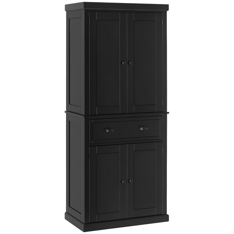 HOMCOM 72.5" Kitchen Cabinet, Pantry Storage Cabinet with Doors and Shelves, Freestanding Food Pantry Cabinet, Black