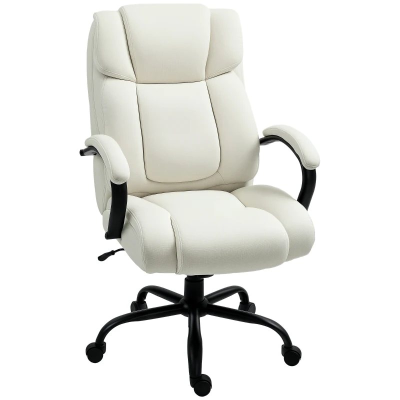Vinsetto Executive Office Chair with Wide Seat, Computer Desk Chair with Adjustable Height, Swivel Wheels, Cream White