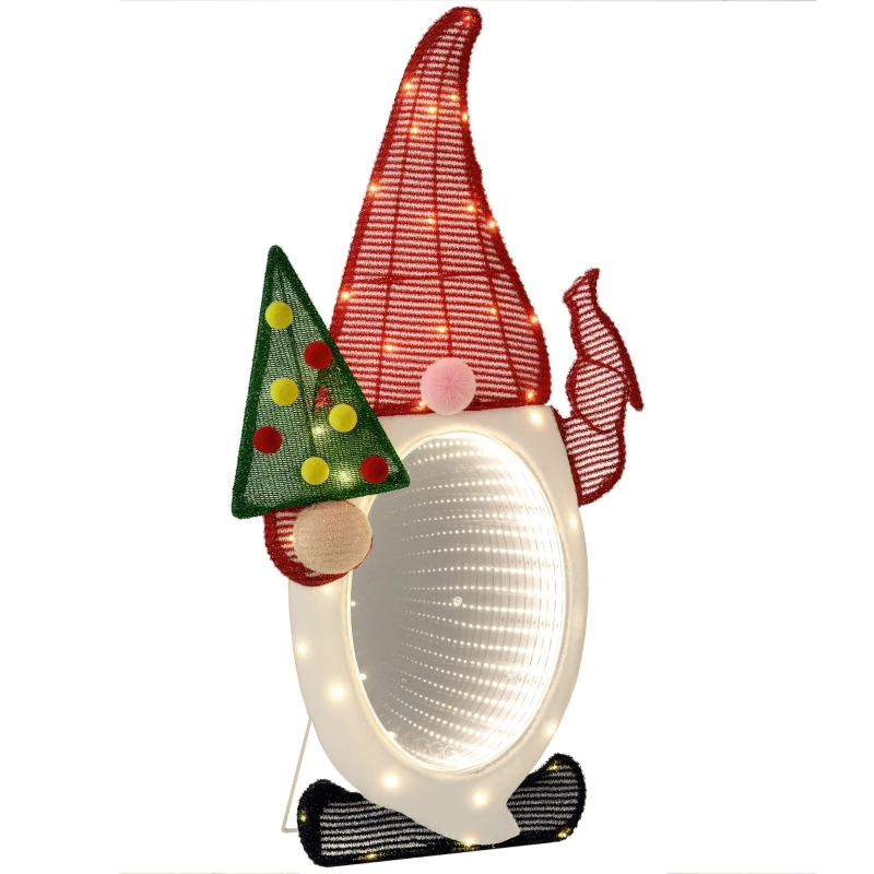 Outsunny Light Up Gnome Yard Decoration, Lighted Elf Gnome Christmas Decoration for Indoor, Outdoor, Garden, Lawn, Red
