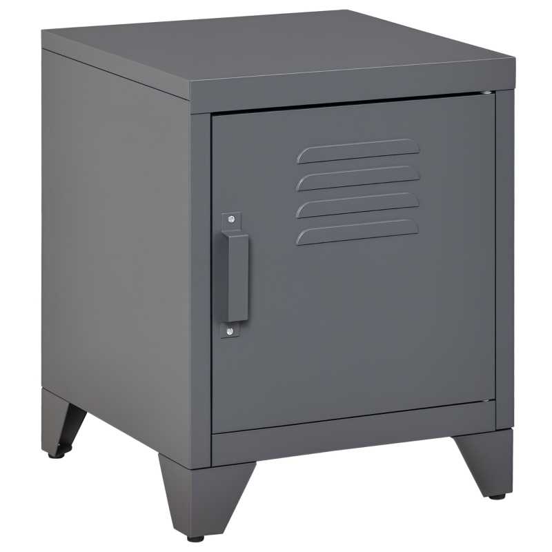 HOMCOM Industrial End Table, Living Room Side Table with Locker