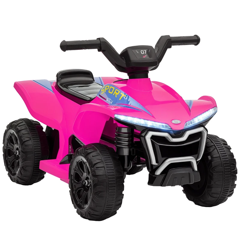Qaba Kids ATV Quad, 6V Ride On Toy with Rechargeable Battery, Light, Music, Forward & Reverse for Toddlers, Pink