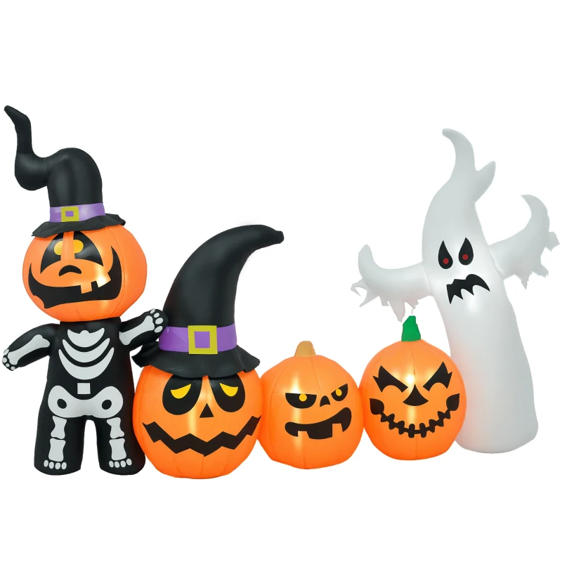 HOMCOM 7.5ft Inflatable Halloween Pumpkin Ghost Family, Blow Up LED  Display for Garden Indoor Outdoor