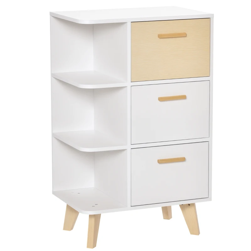 HOMCOM Floor Storage Cabinet with 3 Drawers & 3 Shelves Free Standing Drawer Chest, Sideboard Storage Organizer for Living Room Office