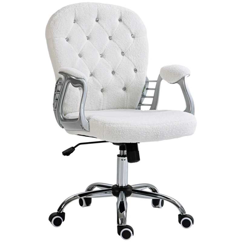 Vinsetto Office Chair, Computer Desk Chair with Adjustable Height and Tufted Back, White