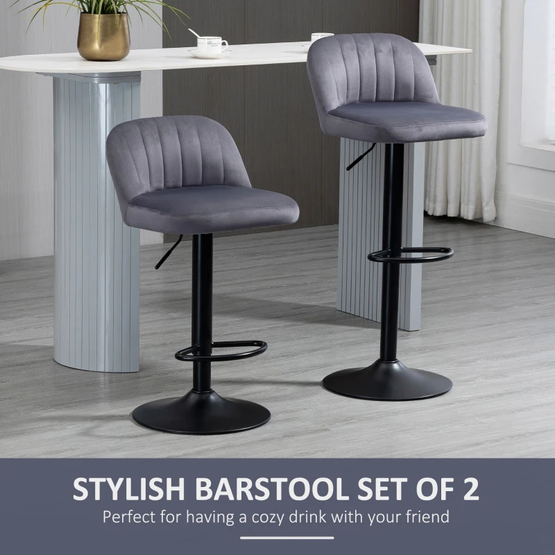 HOMCOM Adjustable Bar Stools Set of 2, Grey